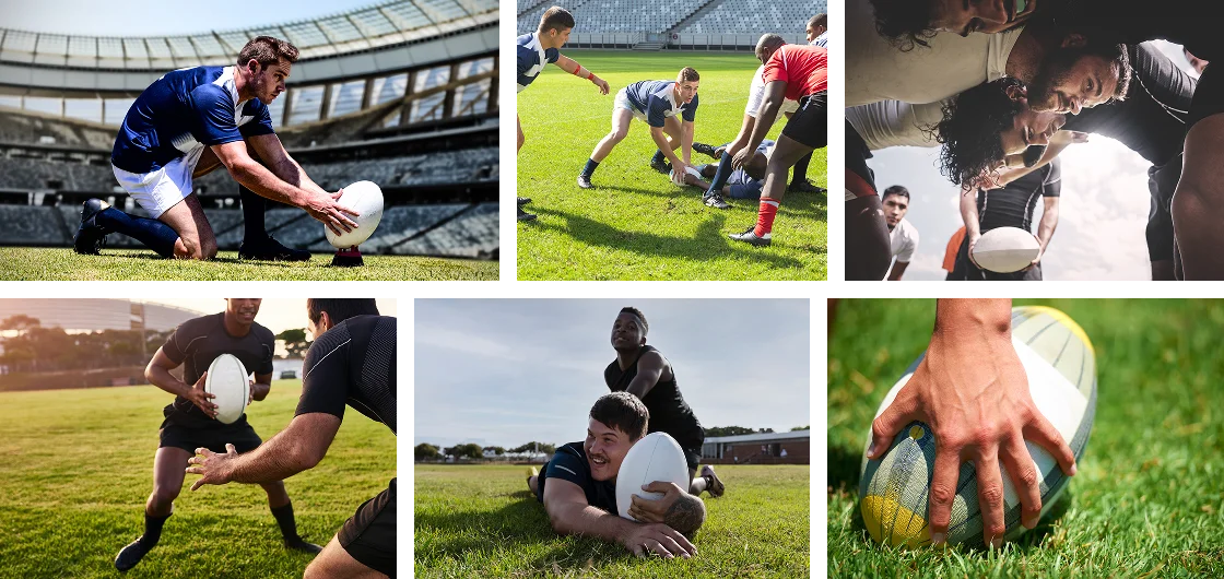 rugby game moments collage